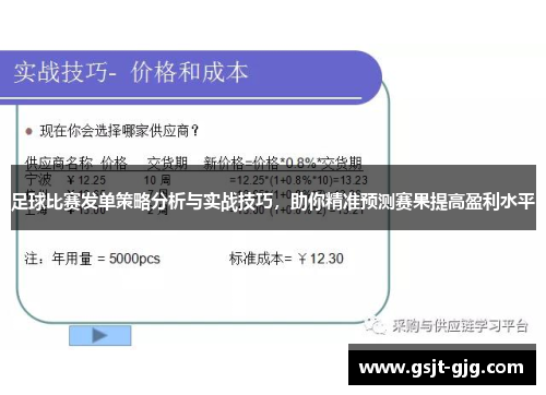 足球比赛发单策略分析与实战技巧，助你精准预测赛果提高盈利水平